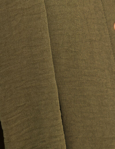 Chemise cintr&eacute;e manches courtes vert kaki femme