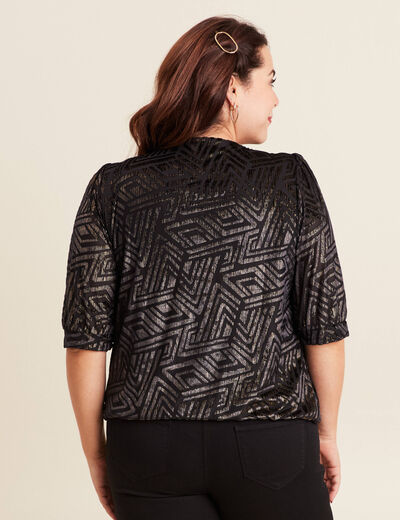 T-shirt manches 3/4 noir femme