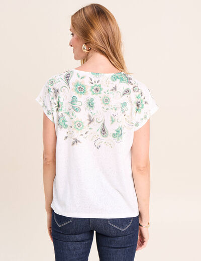 T-shirt col rond ecru femme
