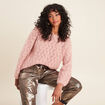 Pull manches longues ajouré vieux rose femme