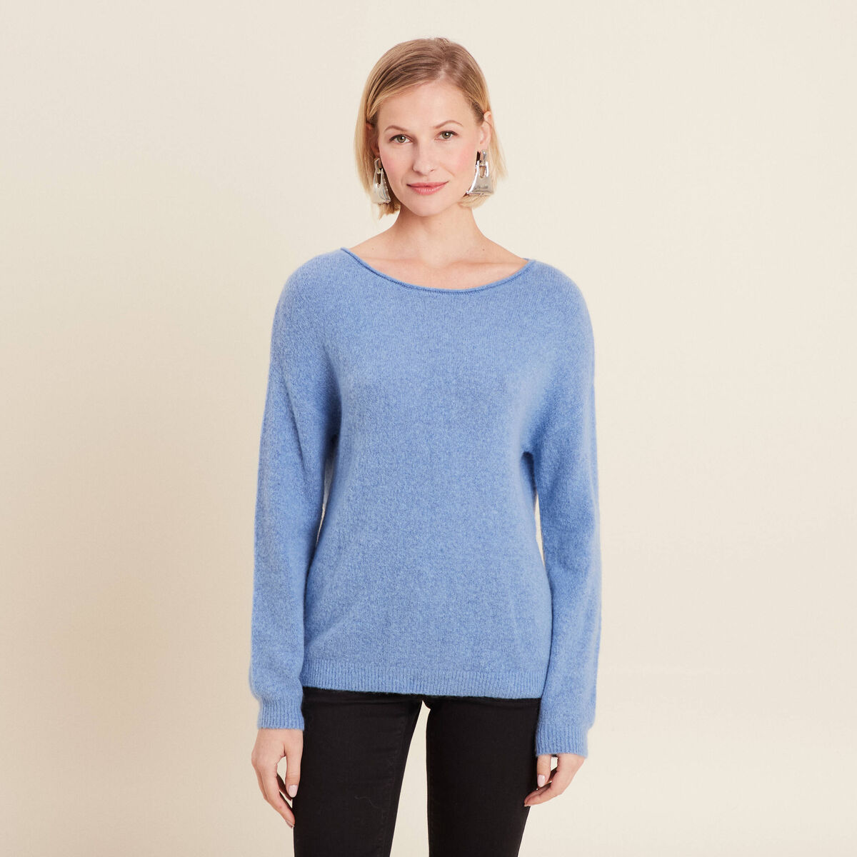 Pull manches longues bleu ciel femme