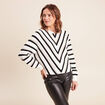 Pull col rond manches longues noir femme