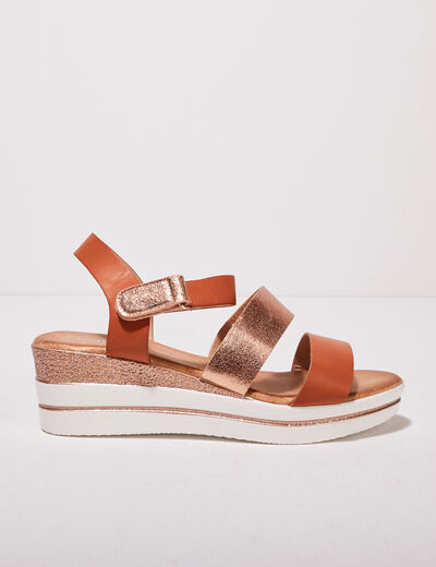 Sandales compensées marron femme