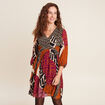 Robe &eacute;vas&eacute;e fluide manches 3/4 multicolore femme