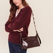 Sac bandouli&egrave;re doubl&eacute; prune femme
