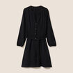 Robe courte col tunisien &agrave; paillettes noir femme