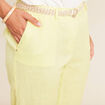 Pantalon coupe chino en lin ceintur&eacute; jaune clair femme