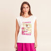 T-shirt col rond manches courtes ecru femme