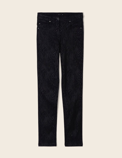 Pantalon ajusté enduit denim noir femme