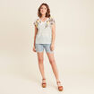 T-shirt col V manches courtes jaune citron femme