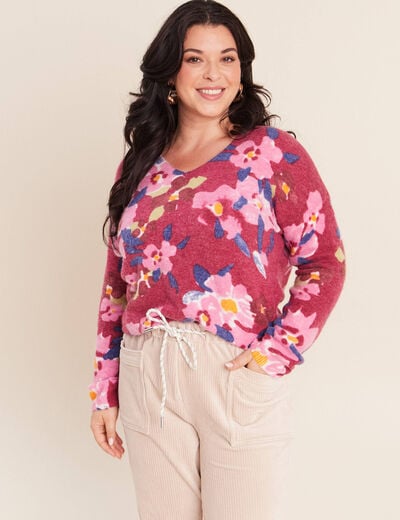 Pull manches longues rose femme