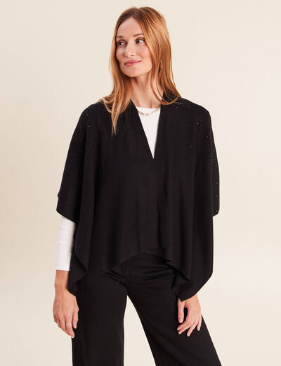 Poncho avec strass noir femme