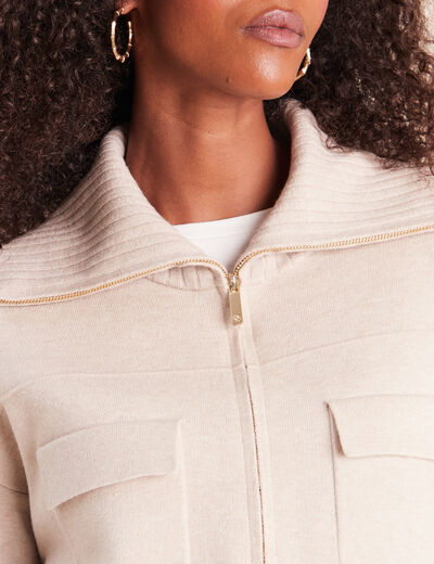 Cardigan col camionneur beige femme