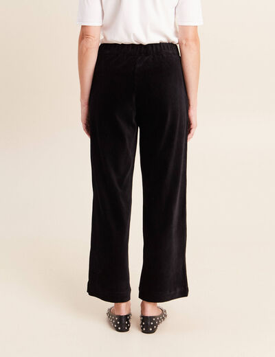 Pantalon loose en velours noir femme