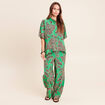Chemise ample manches courtes fluide vert femme