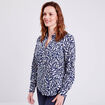 Chemise manches longues bleu foncé femme