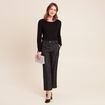 Pantalon large &agrave; paillettes noir femme