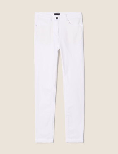 Jean ajusté taille standard 7/8ème blanc femme