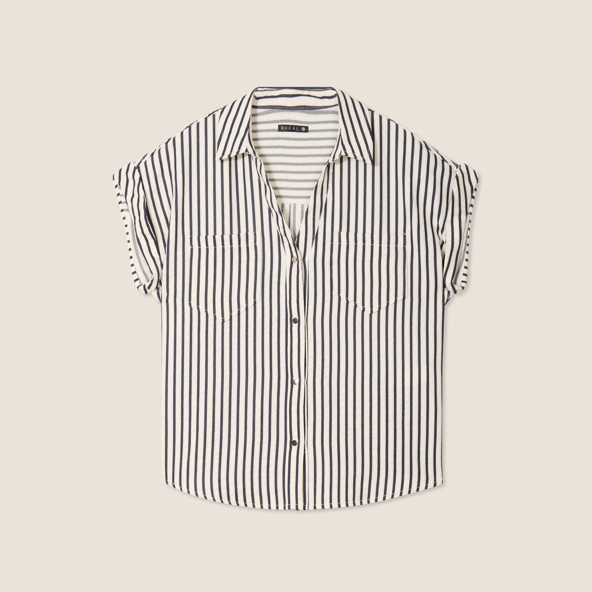 Chemise ample manches courtes bleu foncé femme