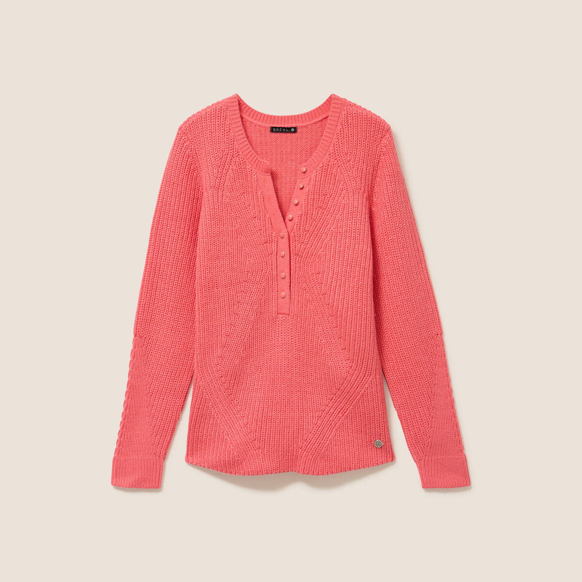 Pull manches longues rose framboise femme