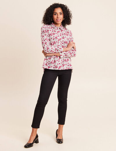 Chemise droite manches longues fluide rose femme