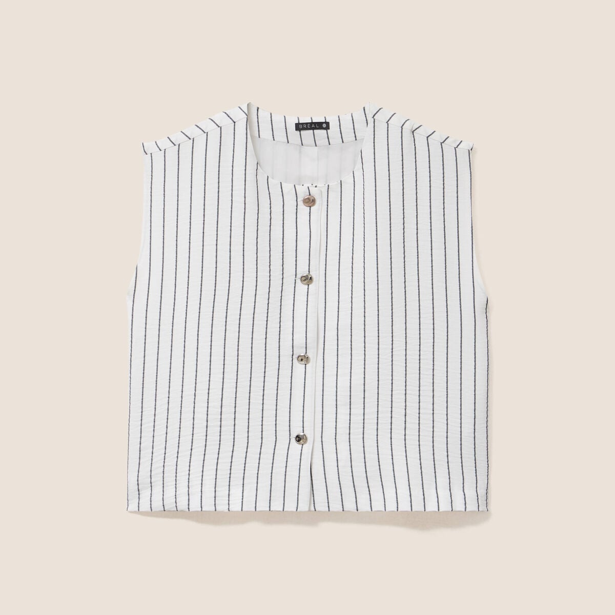 Blouse sans manches col rond doubl&eacute; gris fonc&eacute; femme