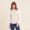 Pull sans manches col boule bouclette creme femme