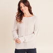 Pull droit col rond manches longues beige femme