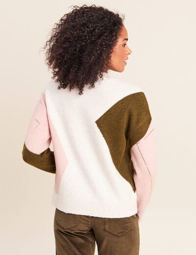 Pull col rond beige femme