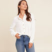 Chemise fluide manches longues ecru femme