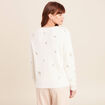 Pull brod&eacute; manches longues ecru femme
