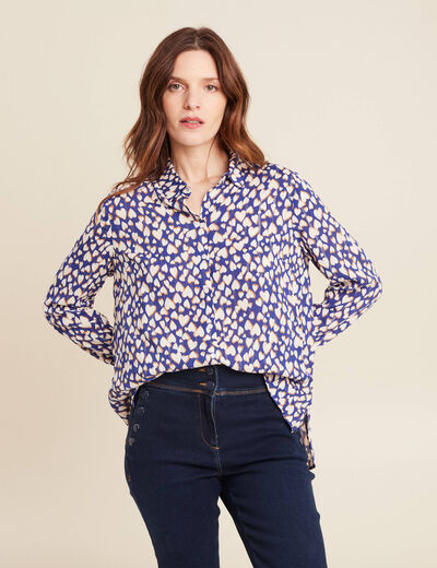 Chemise manches longues bleu femme