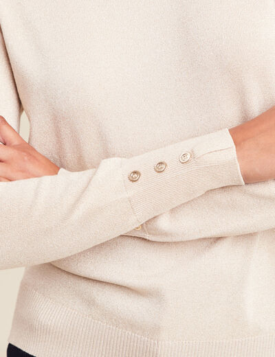 Pull col rond bas resserré couleur or femme