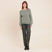 Pantalon taille bascul&eacute;e vert femme