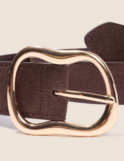 Ceinture en cuir marron fonc&eacute; femme