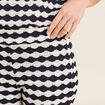 Pantalon large taille haute bleu marine femme