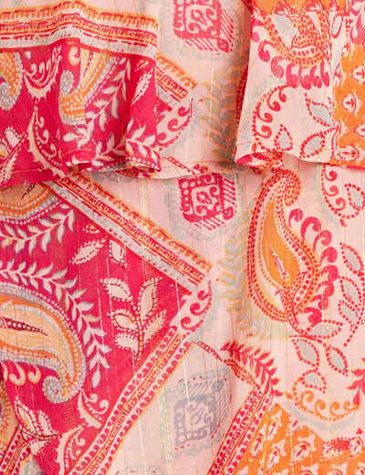 Robe évasée à volants orange femme