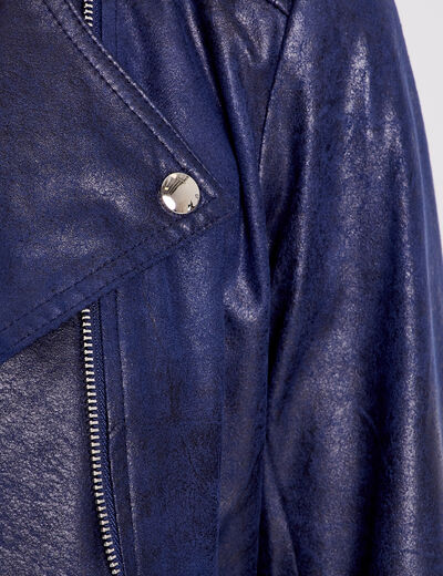 Veste droite zippée bleu foncé femme