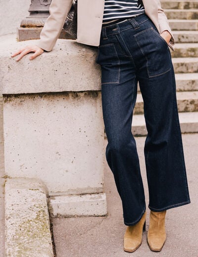 Jean taille haute denim brut femme