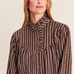 Blouse droite manches longues marron femme
