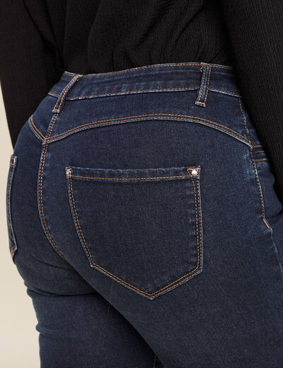 Jean ajusté taille basculée denim brut femme