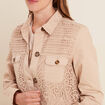 Veste droite courte manches longues sable femme