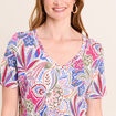 T-shirt col V manches courtes mauve femme