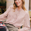 Chemise fluide manches longues rose femme