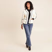 Veste manches longues sans col ecru femme
