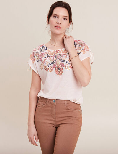 T-shirt manches courtes ecru femme