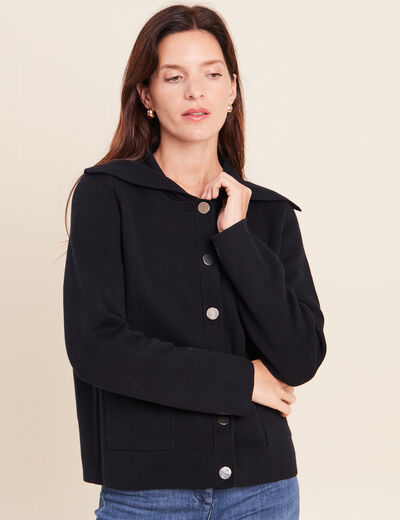 Gilet r&eacute;versible en maille noir femme