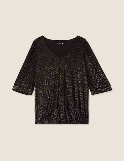 T-shirt manches 3/4 noir femme