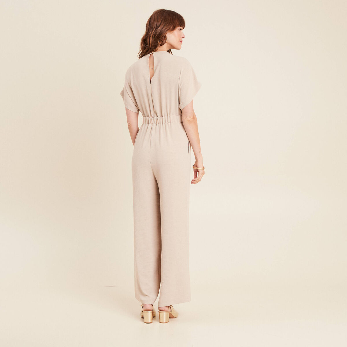 Combinaison col croisé gris clair femme