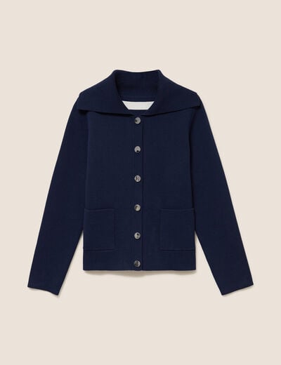 Gilet r&eacute;versible en maille bleu femme